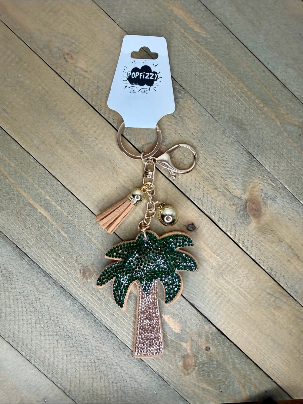 Bedazzled Palm Tree Crystal Keychain Bag Charm!!